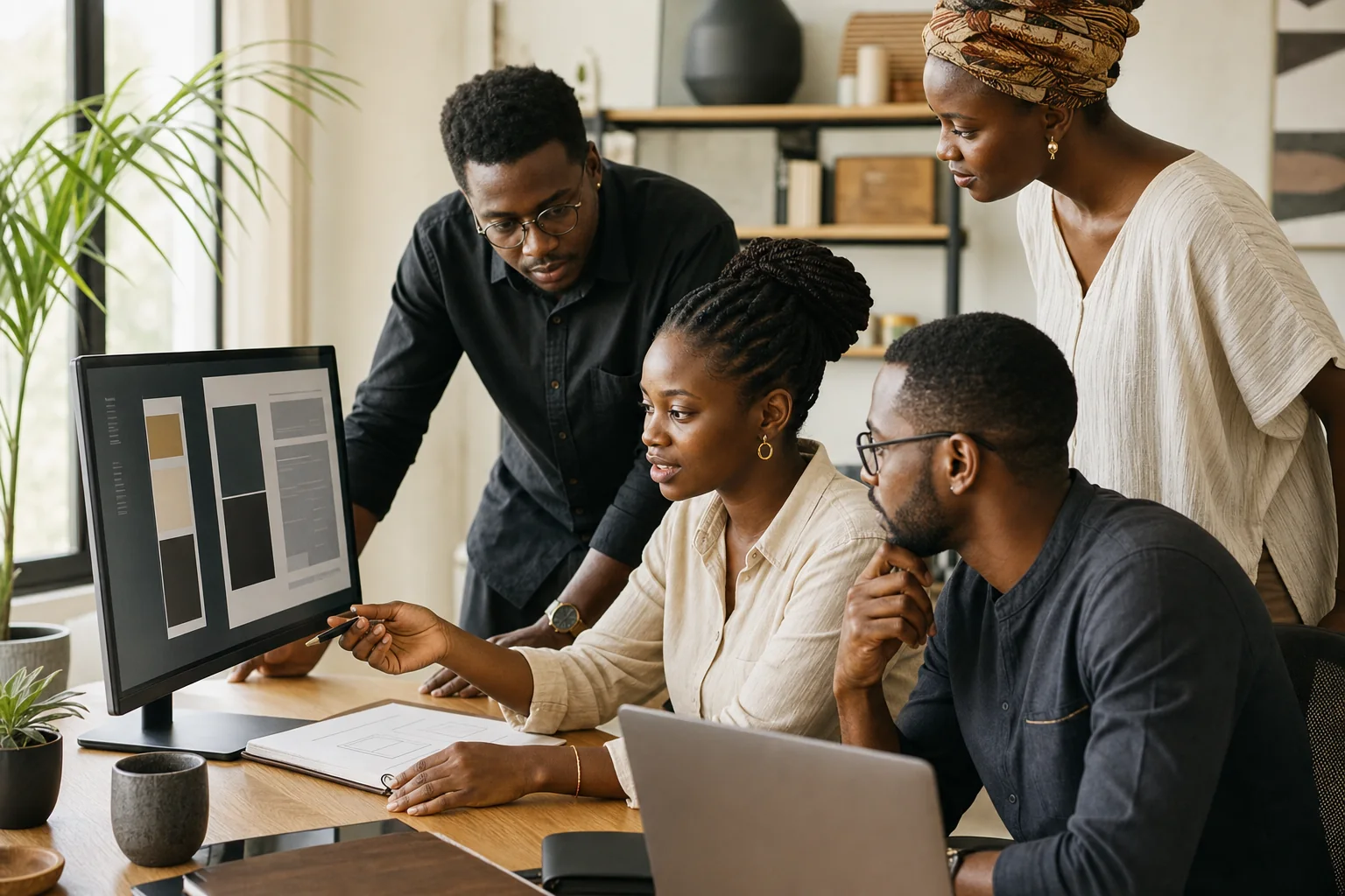 Une équipe digitale collabore autour de la conception d'une solution